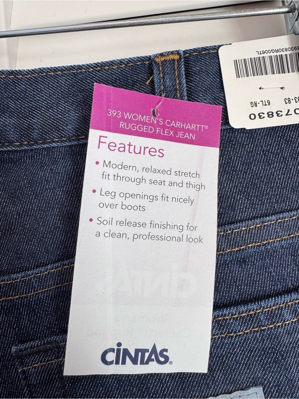 Carhartt Women’s Rugged Flex Straight Leg Jeans 393 Blue Workwear 6TL Long NWT - Picture 7 of 9